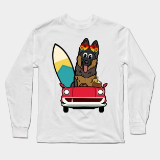 Funny Guard Dog is driving to the beach Long Sleeve T-Shirt